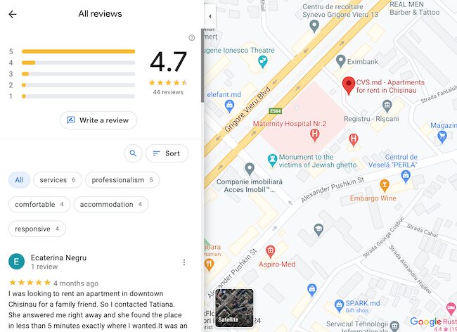 CVS.md apartment rental service reviews in Chisinau